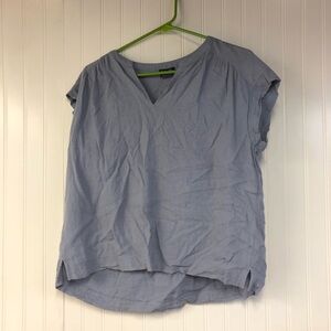 Splendid Linen Blend Women's Blue V-Neck Short Sleeve Top Small